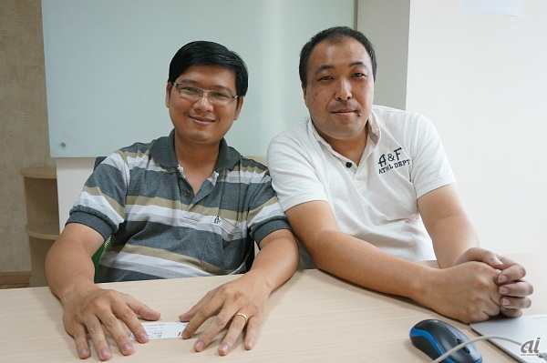 旅キャピタルの田村亮二氏（右）とコミュニケーターのNgo Thanh Ngan氏（左）