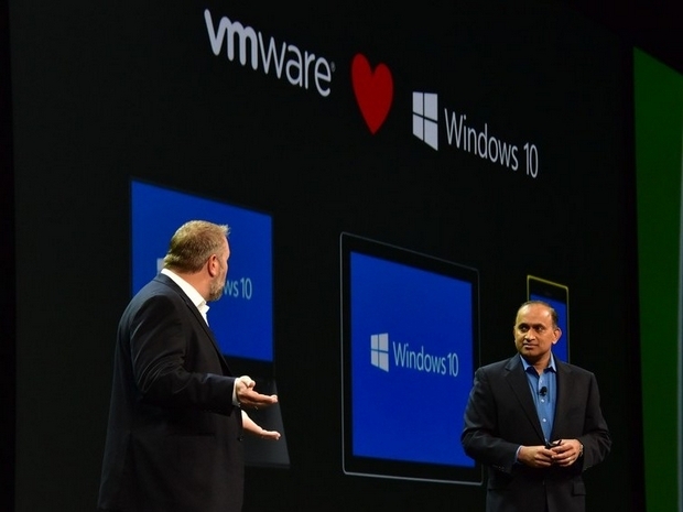 2014年のVMworldで発表した中小規模向けのハイパーコンバージドインフラ「VMware EVO:RAIL」も展示されている。VMwareのブース内では、Intelによるソリューションが用意されていた。