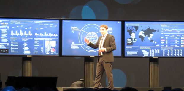 COOのChristian Klein氏が、SAPのデータを表示するDigital Boardroomを紹介した