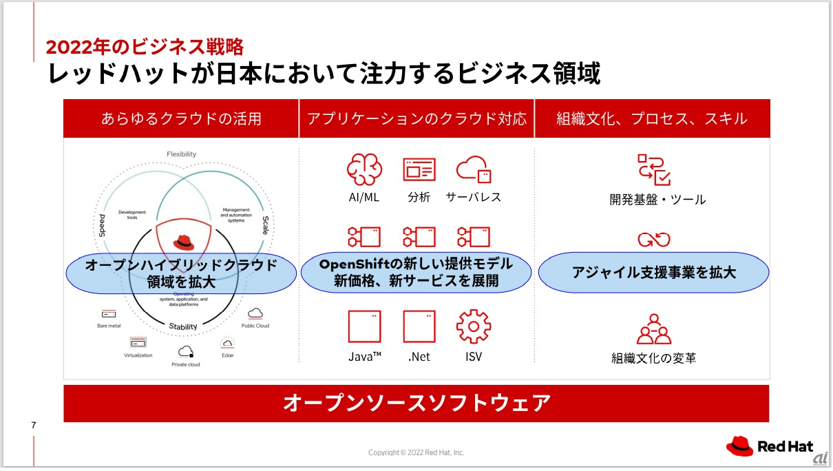 図2：日本で注力するビジネス領域（出典：レッドハット）