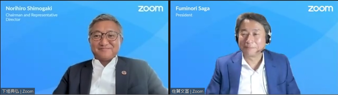 写真1：ZVC Japan代表取締役会長の下垣典弘氏（左）と社長の佐賀文宣氏