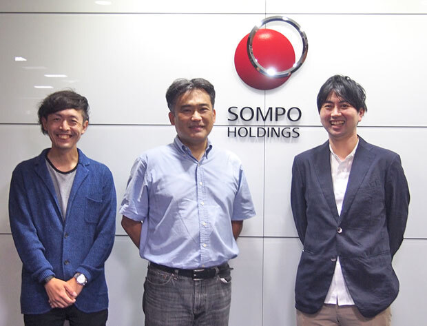 Sompo Holdings Cloud CoE members Yutaka Kanba, Toshiyuki Tsuchiya, and Yoshinori Yasuoka (from left)