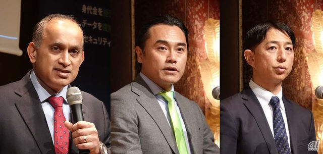 （左から）米CohesityのSanjay Poonen氏、Cohesity Japanの伊藤俊明氏と岩本直幸氏