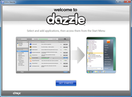 セルフサービス型アプリケーション管理ツールの「Citrix Dazzle」※クリックで拡大画像を表示