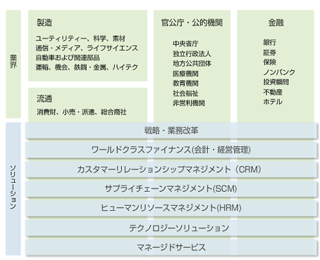 3つの主要業界グループと7つのソリューションで企業を多面的にサポートするための人材アサインメントを実施する。