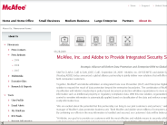 McAfee Newsroom： McAfee, Inc. and Adobe to Provide Integrated Security Solutions