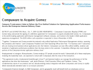 Compuware Compuware to Acquire Gomez