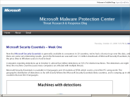 Microsoft Malware Protection Center ： Microsoft Security Essentials ? Week One