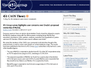 451 CAOS Theory ? 451 Group survey highlights user concerns over Oracle’s proposed ownership of MySQL
