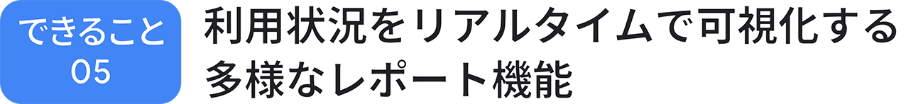 できること 05：利用状況をリアルタイムで可視化する多様なレポート機能