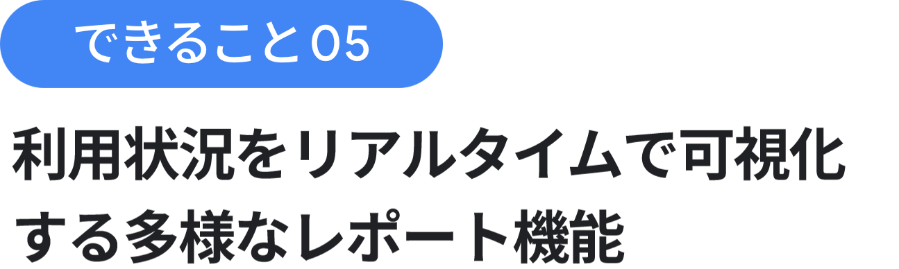 できること 05：利用状況をリアルタイムで可視化する多様なレポート機能