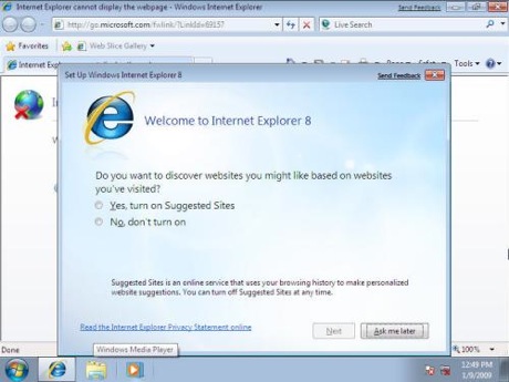 　Internet Explorer 8。