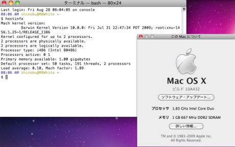 Snow Leopardは「Mac OS X 10.6／Darwin 10.0.0」であり、バージョン番号から判断するとメジャーリリースに分類される。製品版のビルド番号は「10A432」。