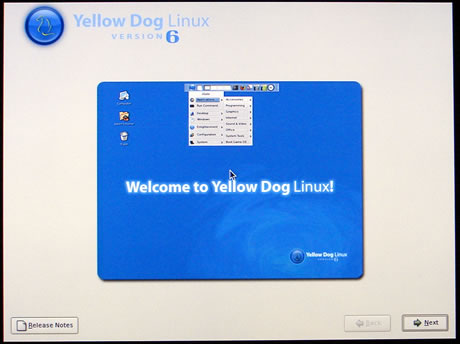 　昨年末にZDNet Japanで「PS3 Linuxを年末年始にとりあえず動かしてみたい人向けインストールガイド」という記事を書かせてもらった。その中で「Yellow Dog Linux 5.0.2」のインストール方法について紹介したのだが、その後、2月にTerra Soft Solutionsより「Yellow Dog Linux 6.0」（YDL 6.0）がリリースされ、3月上旬からミラーサイトでのダウンロードが可能になった。今回、実際にPS3へYDL 6.0をインストールしてみたので、フォトレポート形式で紹介しよう。なお、イメージファイルの入手、作成方法、インストール方法については、前回の記事を参照してほしい。ちなみにこれは6.0のインストーラ起動画面。