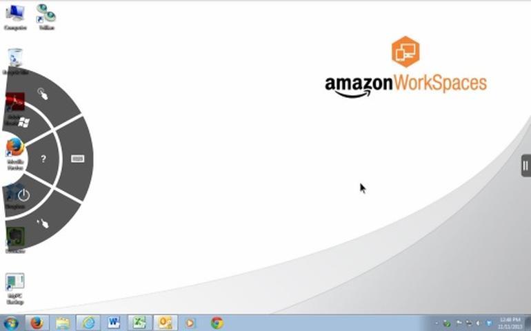 Kindle Fireからアクセスした場合のWorkSpacesの様子。