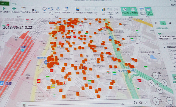 池袋駅前の人の流れを可視化した様子（流動人口DB）