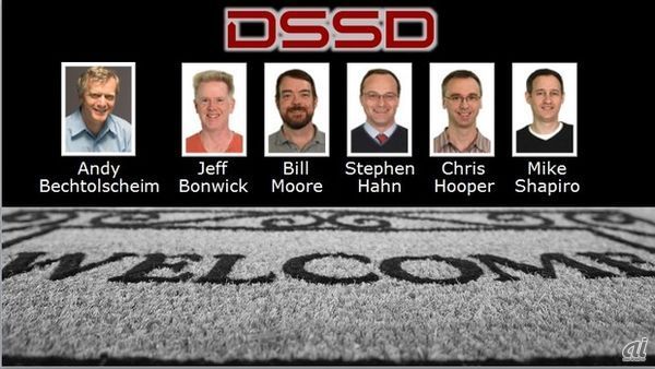 DSSDのメンバーたち。中央のBill Moore氏が最高経営責任者を務める。Moore氏は、元Sun Microsystemsでチーフストレージエンジニアを務めていた。