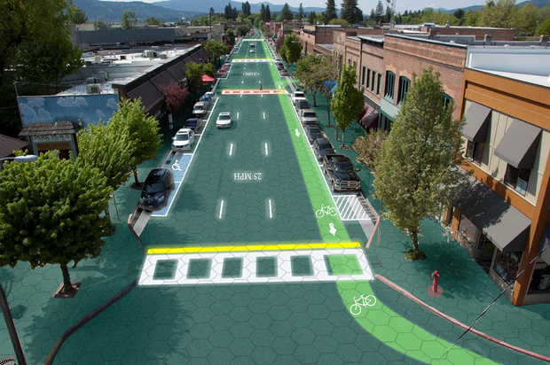 　アイダホ州サンドポイントにあるダウンタウンの想像図。 Solar Roadwaysはここで設立された。