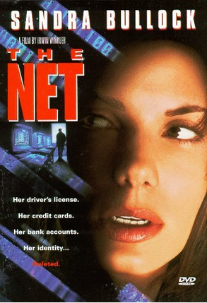ザ・インターネット（1995年）

　コンピュータアナリストのアンジェラ・ベネット（サンドラ・ブロック）が、見てはいけないファイルを見つけてしまったことからトラブルに巻き込まれるという映画。とは言うものの、そのファイルにアクセスする方法は、小さなアイコンをクリックし、コントロールキーとシフトキーを押すだけだ。その後、サイバー界に君臨する悪者が、彼女の身元に関する情報をまったく別人のものに書き換えてしまうのである。なお、この映画では至るところでフロッピーディスクが登場する。