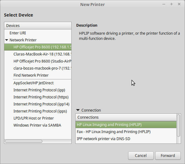 プリンタの設定

　Linuxが稼働するPCにプリンタや、サードパーティー製ハードウェアのインストールをするのは難しいという印象を抱いているかもしれない。しかしそれは間違っている。

　最近のLinuxでは、「システム設定」内のメニューから「プリンタ」を選択すれば済むようになっている。筆者の持っているプリンタとオールインワン型のデバイスはすべて認識された。このため、Mintシステムで使いたいものを選択するだけで、ドライバがインストールされ、印刷やスキャン、ファックスが可能になる。