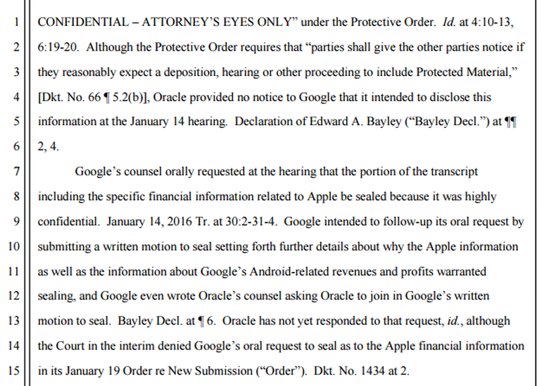 Googleが裁判所に提出した要請書類