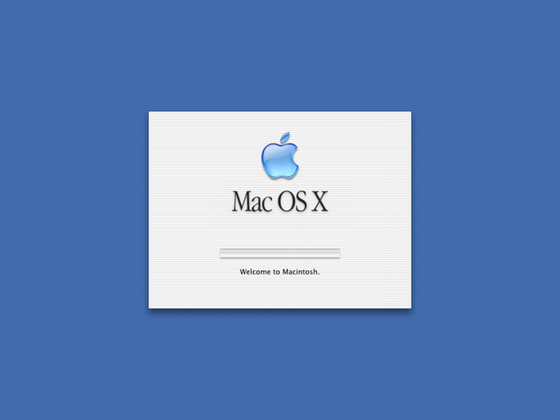 Mac OS X 10.1の2番目の画面（2001年）

　Mac OS X 10.1にはこの新しいロード画面もあった。