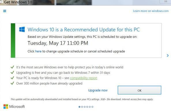 最新の「Windows 10を入手する」プロンプト
