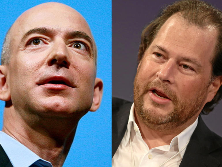 AmazonのJeff Bezos氏とSalesforce.comのMarc Benioff氏