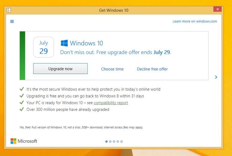 6月27日の週中に導入予定の新しい「Windows 10を入手する」の表示