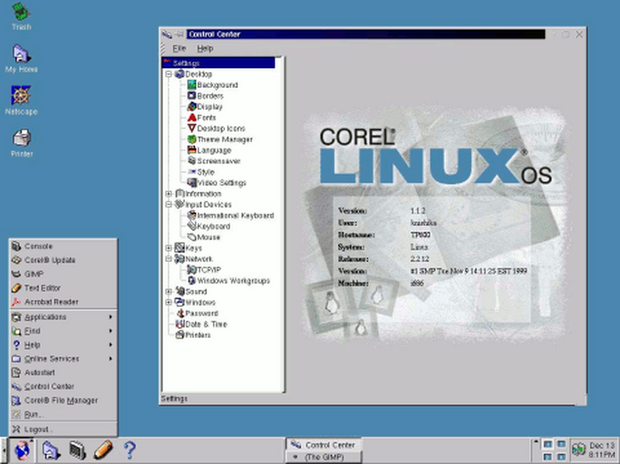 デスクトップ用途に特化した「Corel Linux」の登場

　1999年：Corelはデスクトップ用途に特化した初のディストリビューション「Corel Linux」をリリースした。この取り組みは成功には至らなかったが、Ubuntuをはじめとする他のデスクトップ向けLinuxディストリビューションが普及する道を開くことになった。