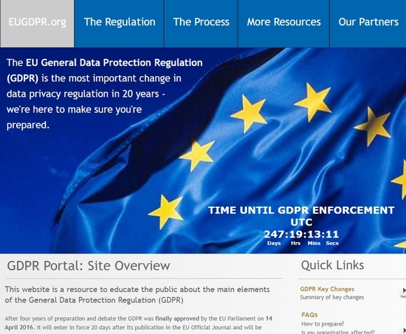 EUのGDPR公式サイトでは全面施行までのカウントダウンが刻まれている''