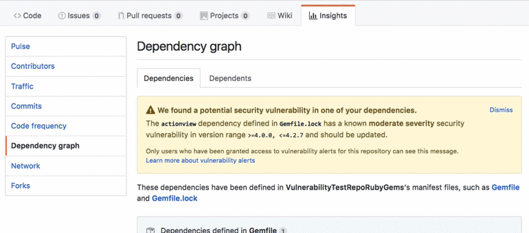 GitHub dependency graph