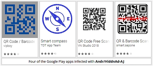 Andr/HiddnAd-AJに感染したアプリ