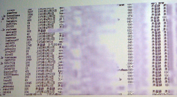 ファイア・アイが入手した中国で売られていた日本人の個人情報の一部