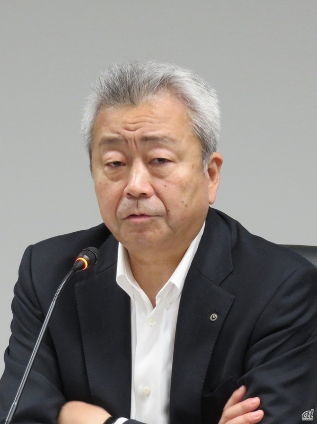 NTTの澤田純社長（2018年5月17日の記者会見にて撮影）