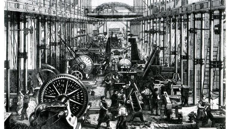 機械に対する怒り
　啓蒙（けいもう）思想による楽観主義が機械に対する新たな不信につながり、それとともに大衆文化にもすぐに動揺が広がった。産業革命によって労働者は工場に閉じ込められ、機械のために働いているように見えた。この世紀の変わり目においては、戦争の機械化についても兆しが見えた。機械はもはや、驚嘆や娯楽のための道具であるだけでなく、抑圧と死の道具にもなったのだ。