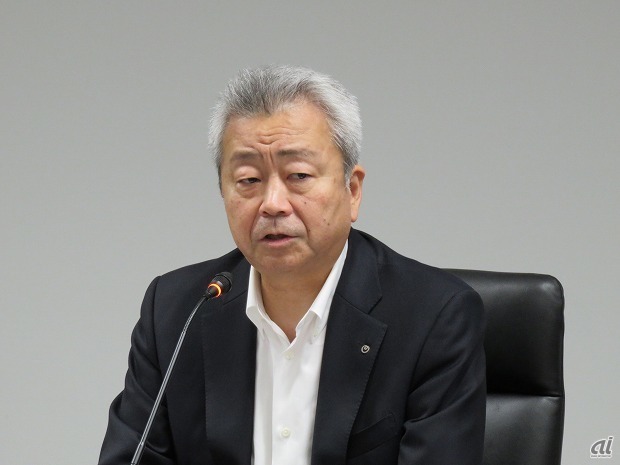 NTTの澤田純社長（2018年5月17日の記者会見にて撮影）