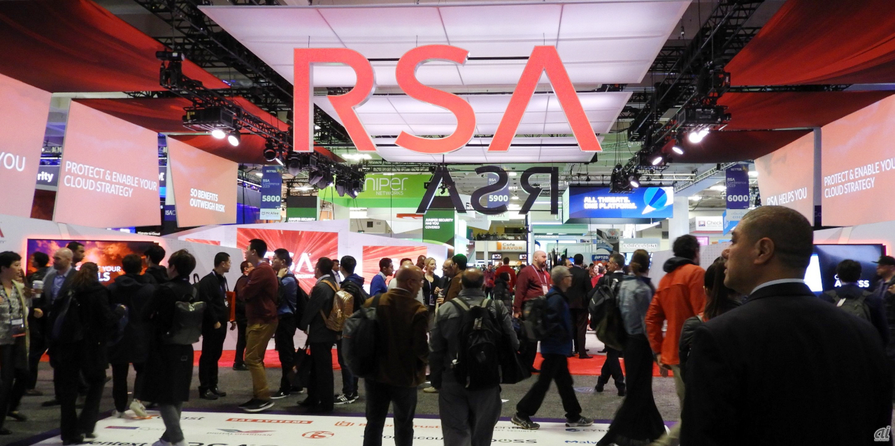 「RSA Conference 2019 USA」のRSAブース。当たり前だが一番デカイ