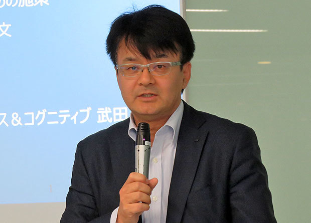 5月1日付で日本IBM社長に就任した山口明夫氏（2018年10月4日に行われた新製品発表会見で筆者撮影）