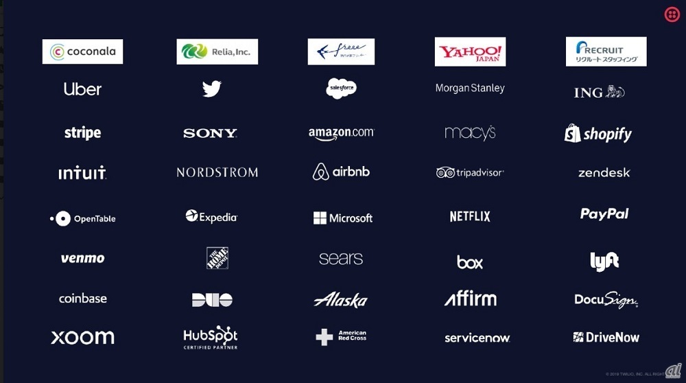 Twilioの顧客企業の一部（出典：Twilio）