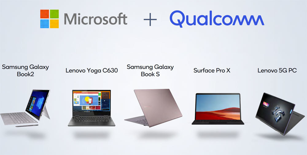 MicrosoftとQualcommは、PCベンダー各社から販売されるARM版Windows10のノートPCに協力している。2020年にリリースされるLenovoの製品では5Gがサポートされている