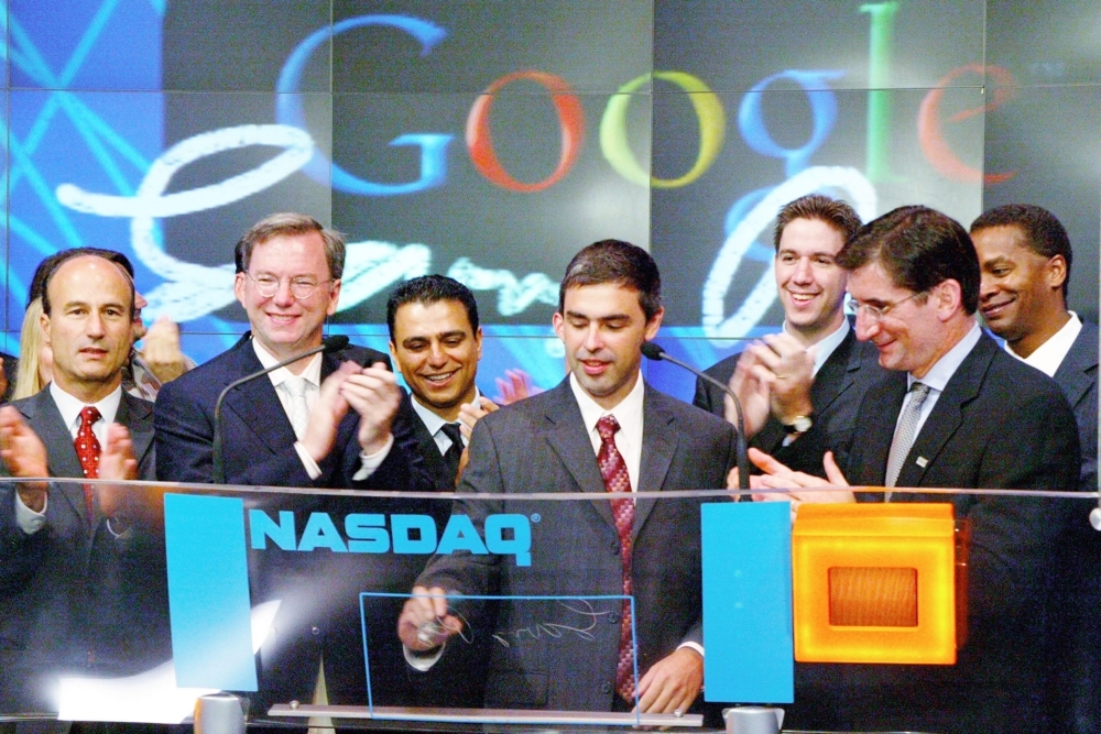 Schmidt and Larry Page at Google's 2004 IPO.