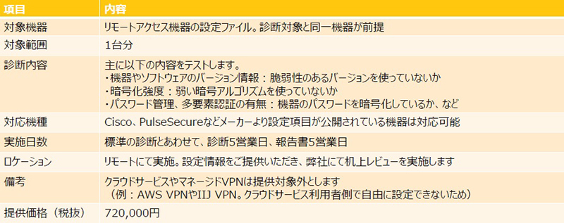 図：リモートアクセス脆弱性アセスメント　オプションサービス