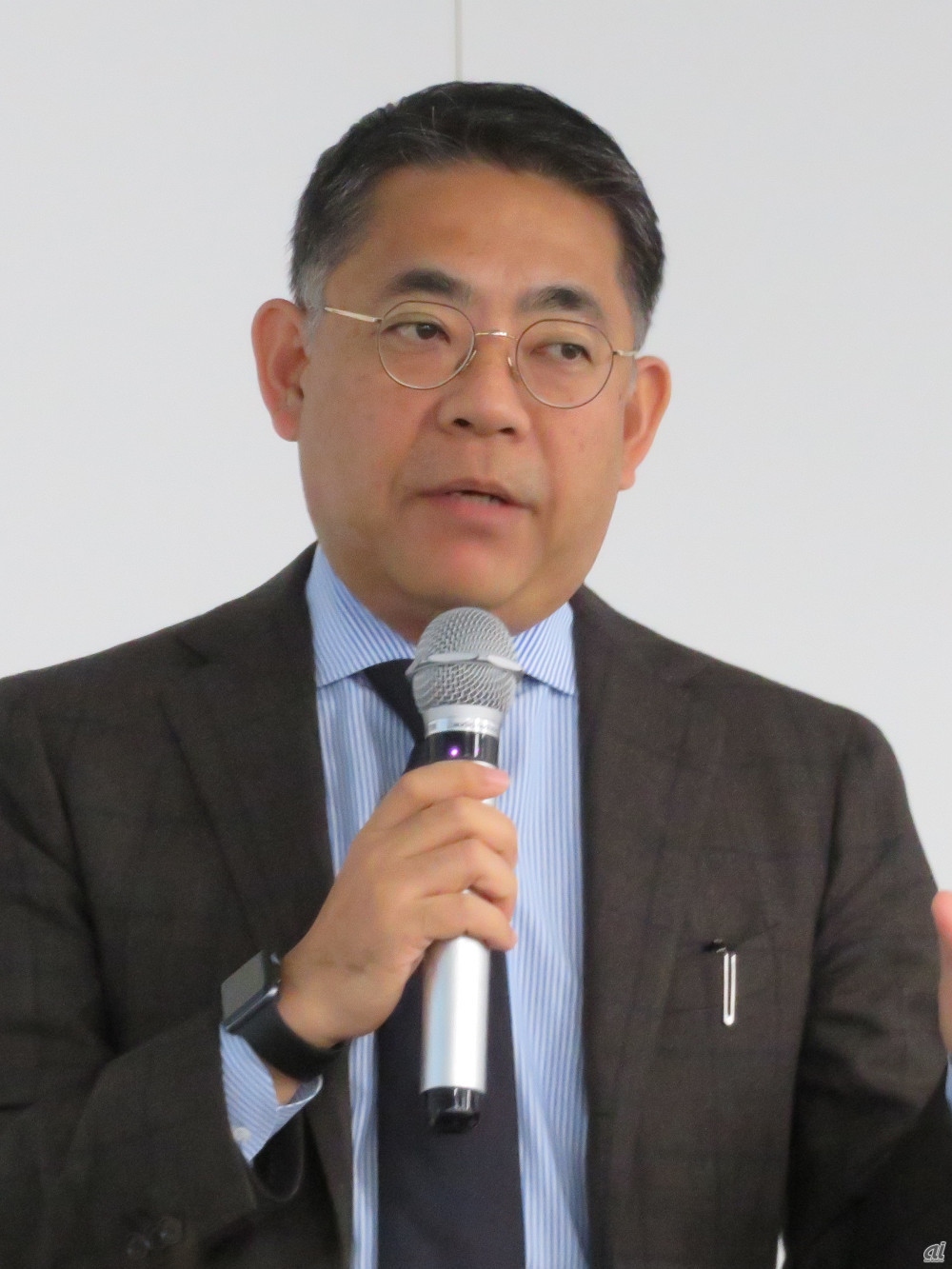 日本IBM取締役専務執行役員の三澤智光氏（2019年11月27日会見で撮影）