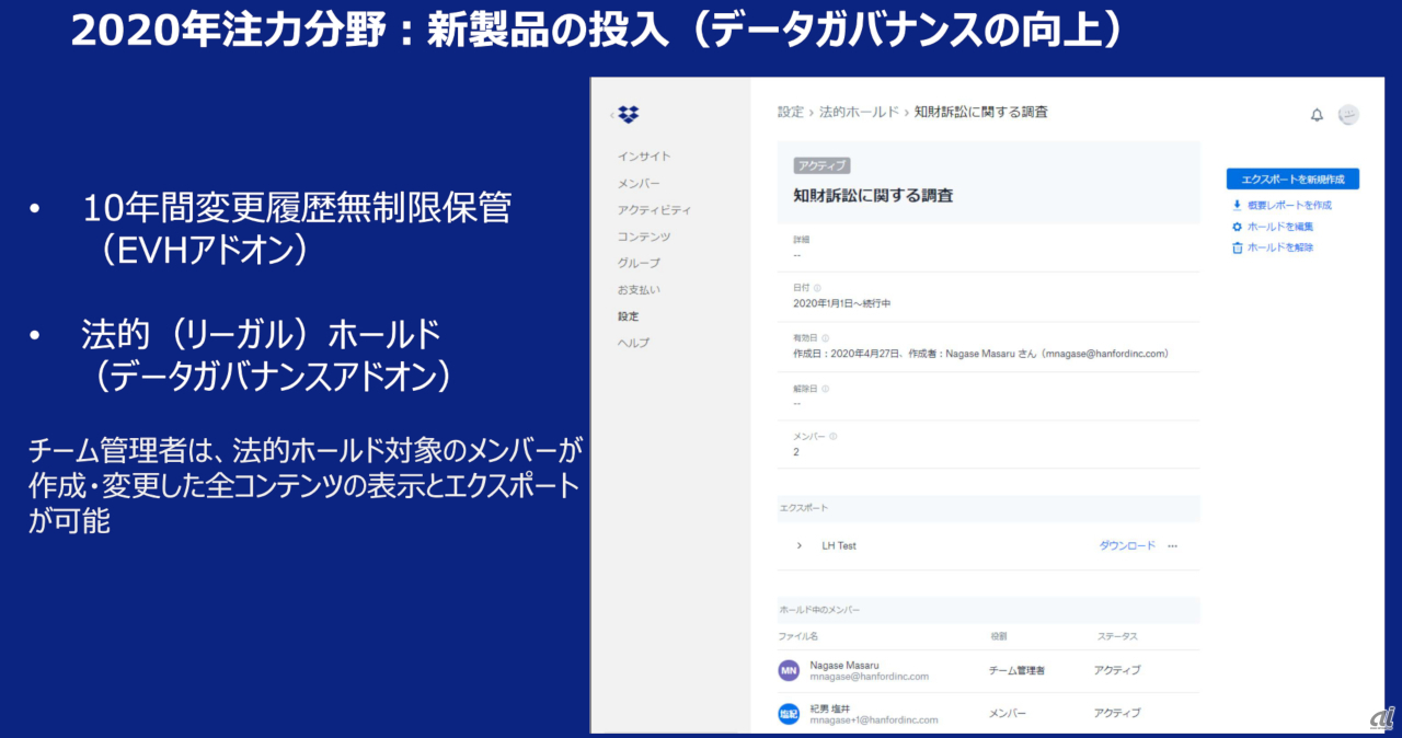 法的ガバナンス機能を強化する（出典：Dropbox Japan）