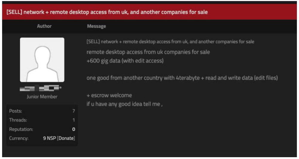英国企業へのネットワークアクセス権の販売例（出典：トレンドマイクロ）