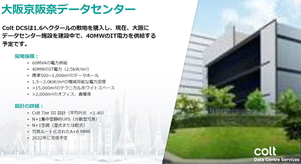 2022年に完成予定の「大阪京阪奈データセンター」