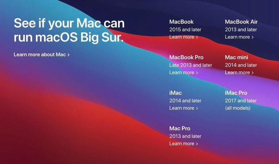 macOS Big Sur対応機種