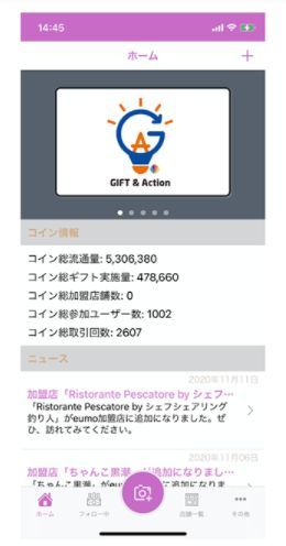 GIFT & ACTIONの画面イメージ（出典：eumo、NEC）