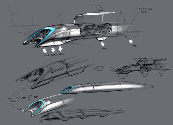 　2013年にElon Musk氏が論文「Hyperloop Alpha」で公開した図。